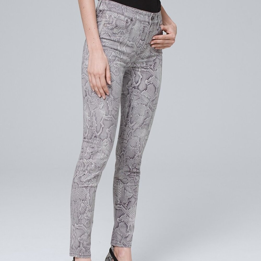 WHBM Sculpt High-Rise Snake Print Skinny Ankle Jeans Size 0